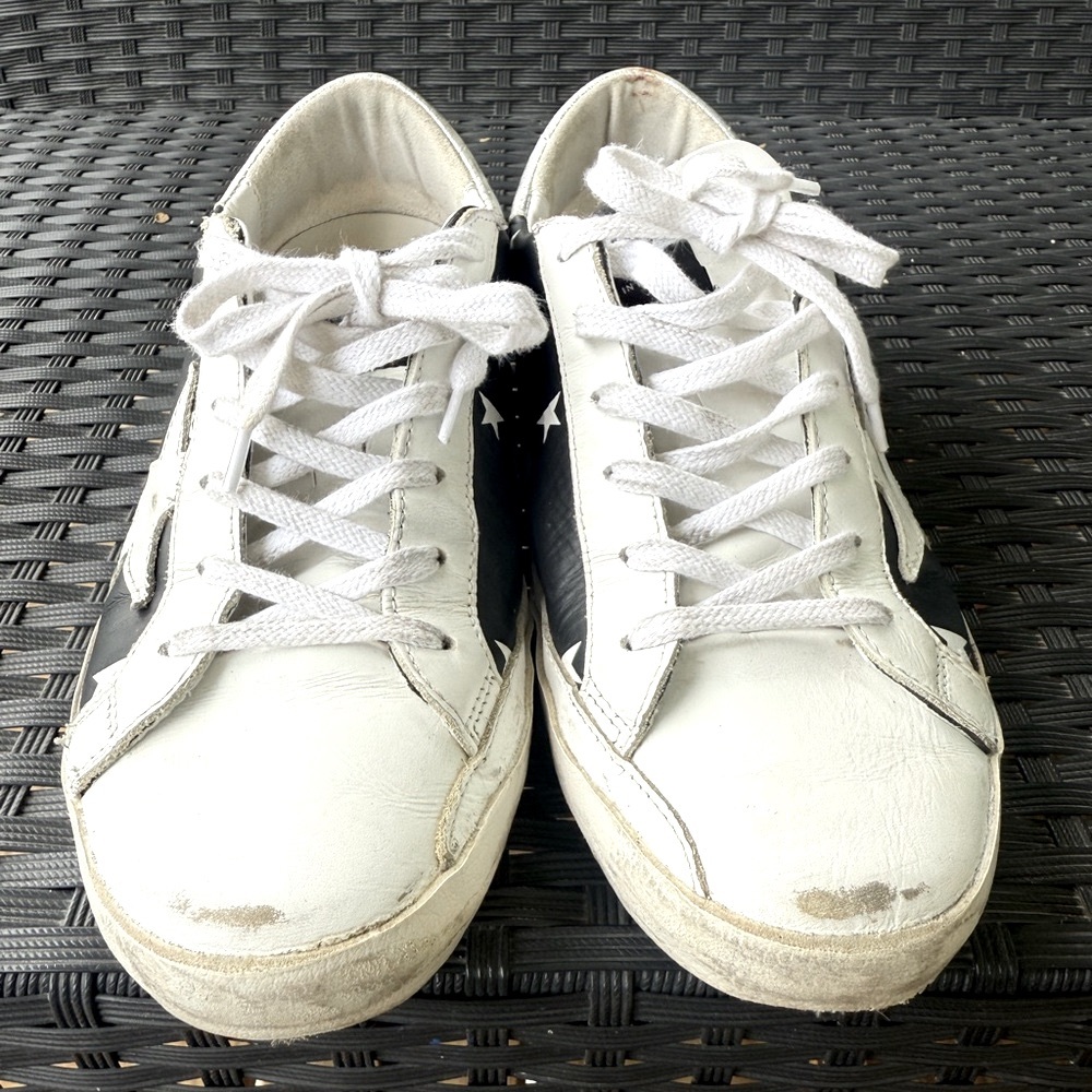 Golden Goose Black and White Star Sneakers - Picture 2 of 6